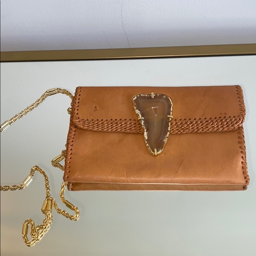 Leather gem stone mini purse